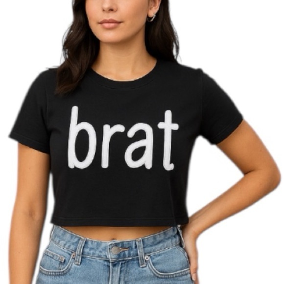 Charli XCX “Brat” Official Crop Top T-Shirt | Black | Size Small - Picture 1 of 9